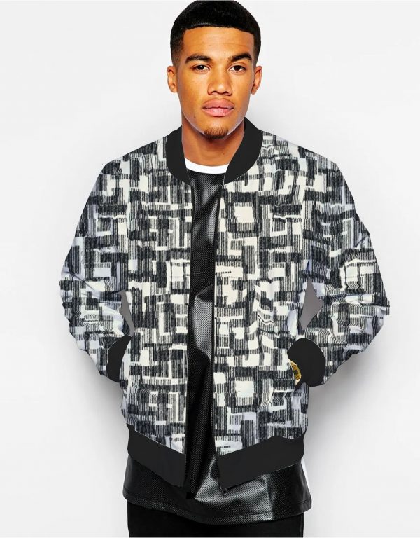 Black and White Abstract - Mens Bomber Jacket